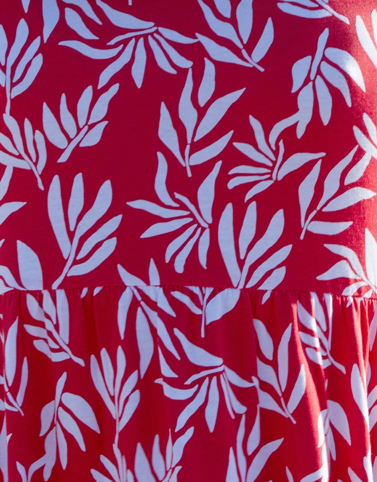 Women's Red Leaf Print Jersey Maxi Dress with Pockets luxegloweurope.shop