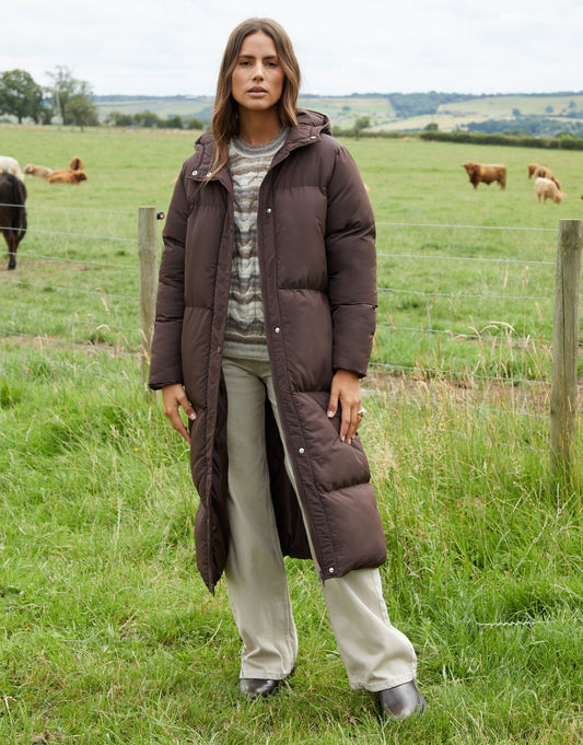 Women's Chocolate Maxi Puffer Jacket luxegloweurope.shop