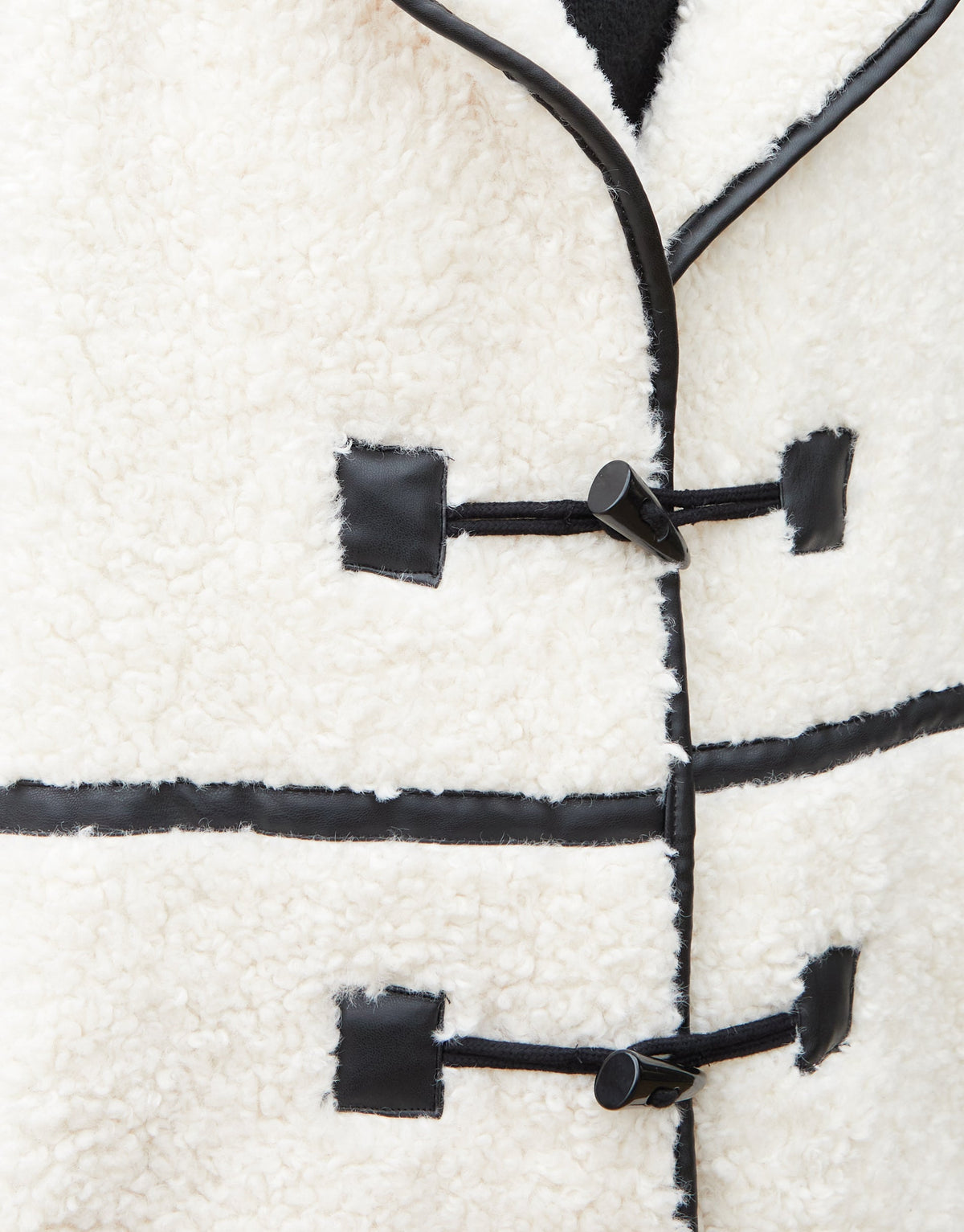 Women's Ecru Longline Fleece Borg Toggle Coat luxegloweurope.shop