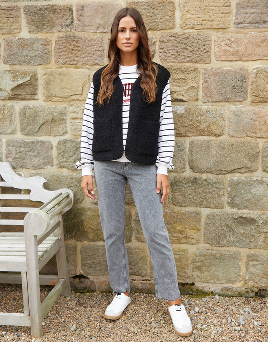 Women's Black Reversible Fleece Borg Gilet luxegloweurope.shop