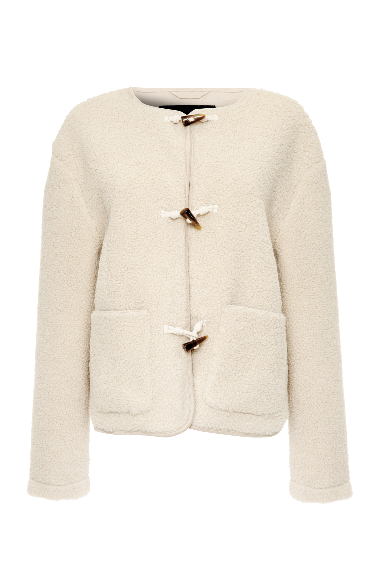 Women's Beige Fleece Borg Toggle Jacket luxegloweurope.shop