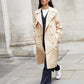 Women's Stone Double Breasted Trench Coat