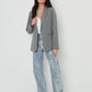 Women's Grey Pinstripe Lined Blazer