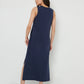 Women's Navy Sleeveless Jersey Midi Dress with Pockets