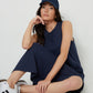Women's Navy Sleeveless Jersey Midi Dress with Pockets