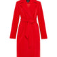 Women's Red Collared Belted Formal Coat
