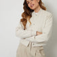 Women's Ecru Brushed Cropped Bomber Jacket