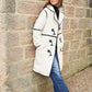 Women's Ecru Longline Fleece Borg Toggle Coat
