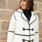 Women's Ecru Longline Fleece Borg Toggle Coat