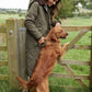 Women's Khaki Diamond Quilted Heritage Longline Barn Jacket with Removable Hood
