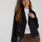Women's Black Double Breasted Cropped Trench Coat