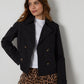 Women's Black Double Breasted Cropped Trench Coat