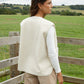 Women's Cream Reversible Fleece Borg Gilet