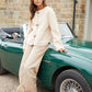 Women's Beige Fleece Borg Toggle Jacket