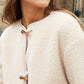 Women's Beige Fleece Borg Toggle Jacket