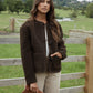 Women's Chocolate Fleece Borg Toggle Jacket