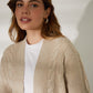 Women's Beige Cable Knit Cardigan