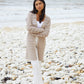 Women's Stone Longline Crochet Cardigan