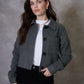 Women's Charcoal Cropped Brushed Shacket