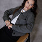 Women's Charcoal Cropped Brushed Shacket